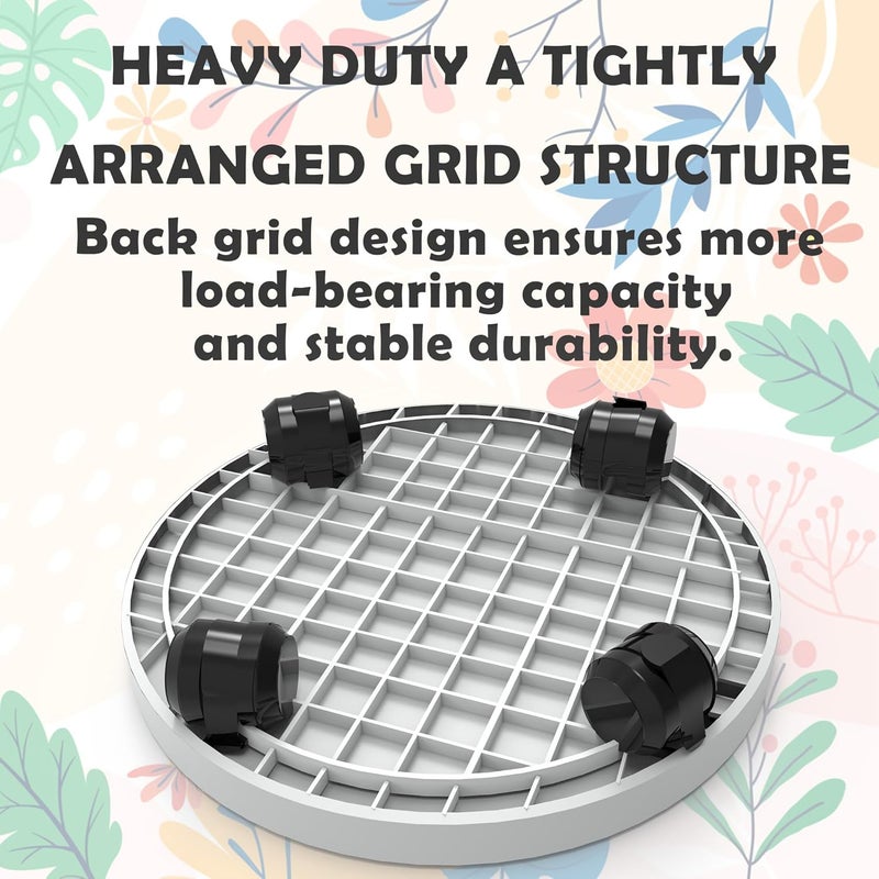 WanderingDonkey 12.6 Inch Heavy Duty Plant Caddie with Wheels,Rolling Plant Stand Pot Trolley,Wheeled Planter Saucer Tray,Potted Flower Mover Dolly with Casters Round Coaster for Indoor outdoor,White - Image 5